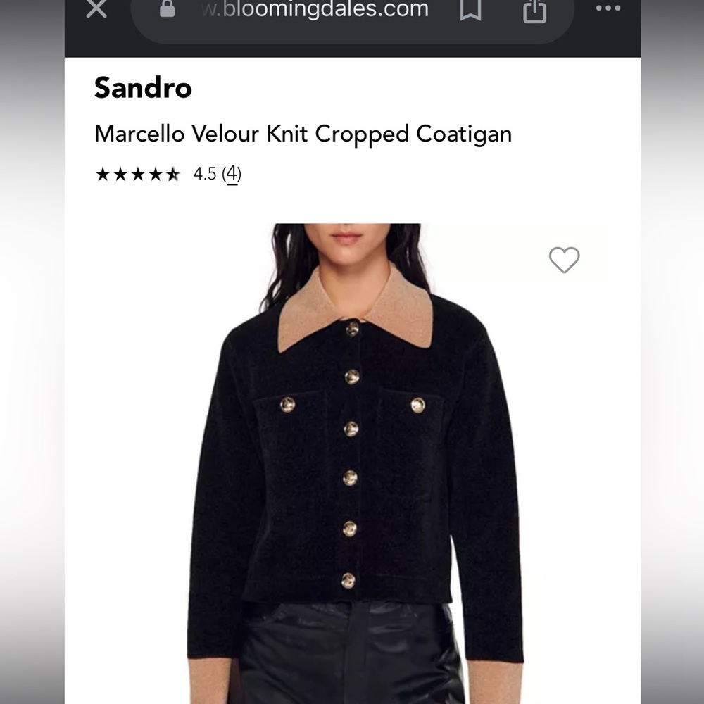 Sandro valvet jacket. Size 4. Small/Med